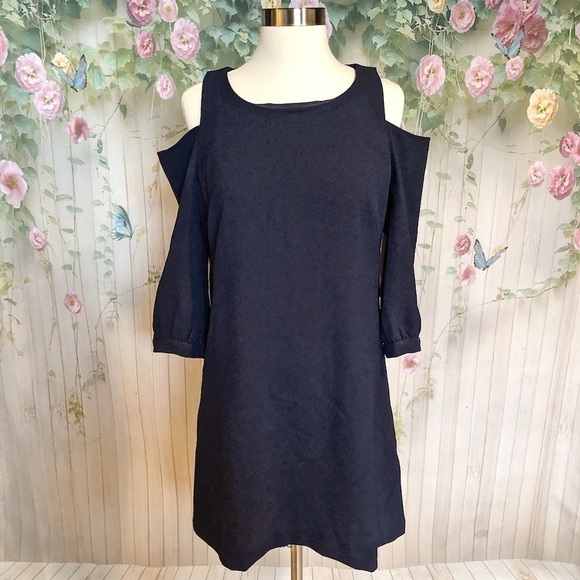 𝅺ELIZA J Cold Shoulder Dress/Navy - Picture 2 of 7